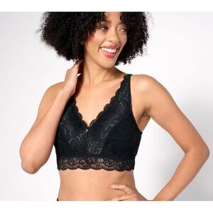 Maya J Women's Bra Sz S Breezies Natural Curves Wirefree Lace Black A647769